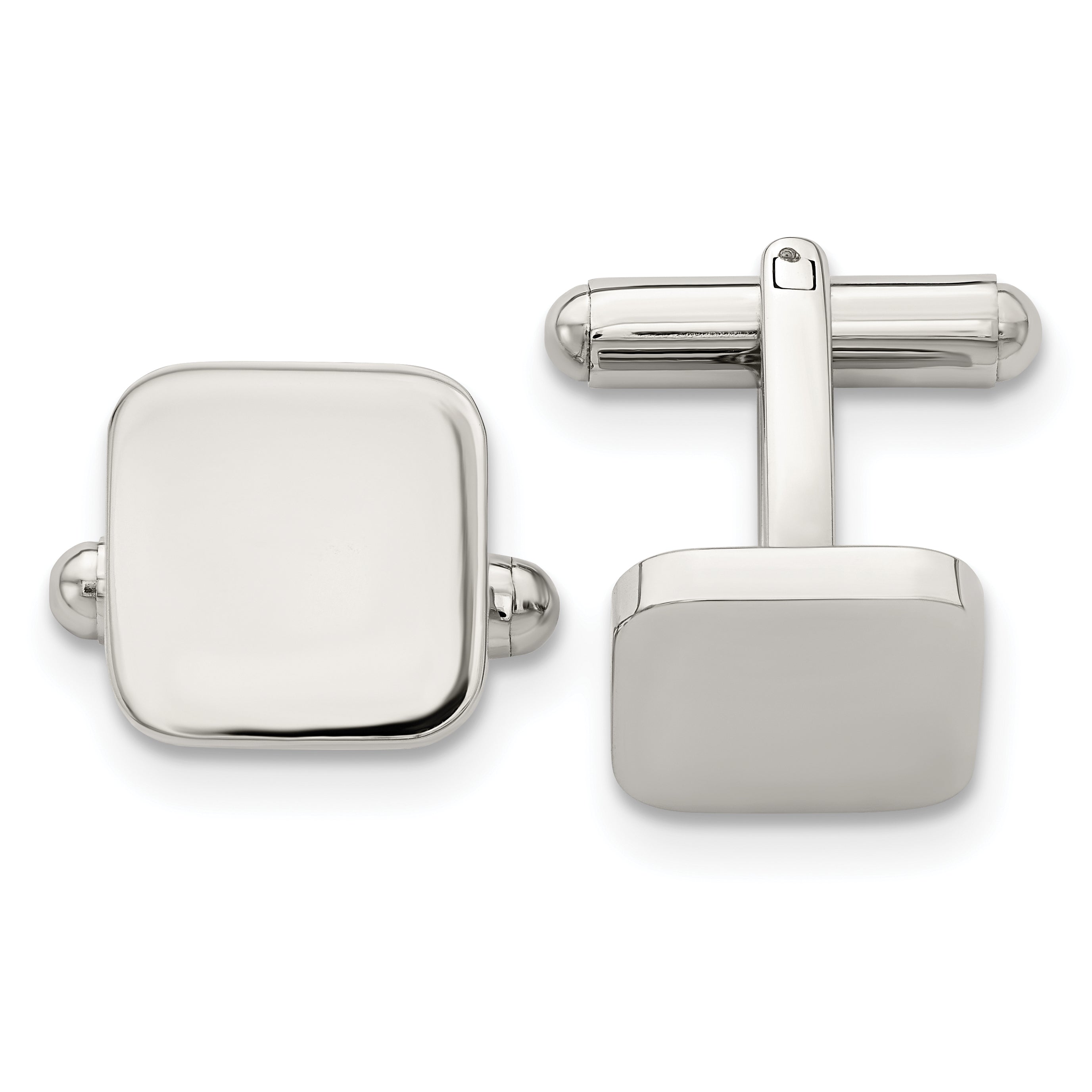 Chisel Stainless Steel Polished Rounded Square Cufflinks