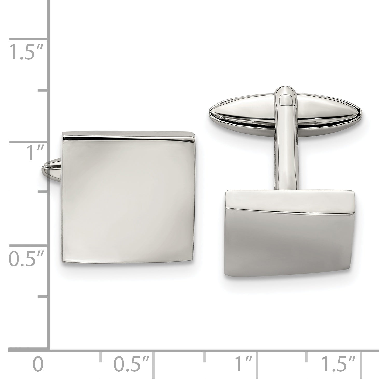 Chisel Polished Stainless Steel Square Cufflinks Engravable Gift Ready