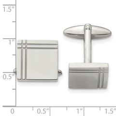 Stainless Steel Polished Square Cufflinks with Engravable Gift Boxed Design