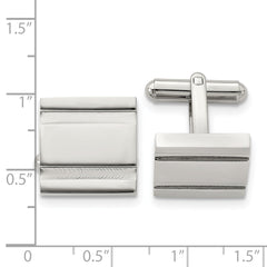 Stainless Steel Polished Square Cufflinks with Engravable Gift-Ready Design