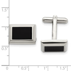 Chisel Stainless Steel Polished Black IP-plated Rectangle Cufflinks