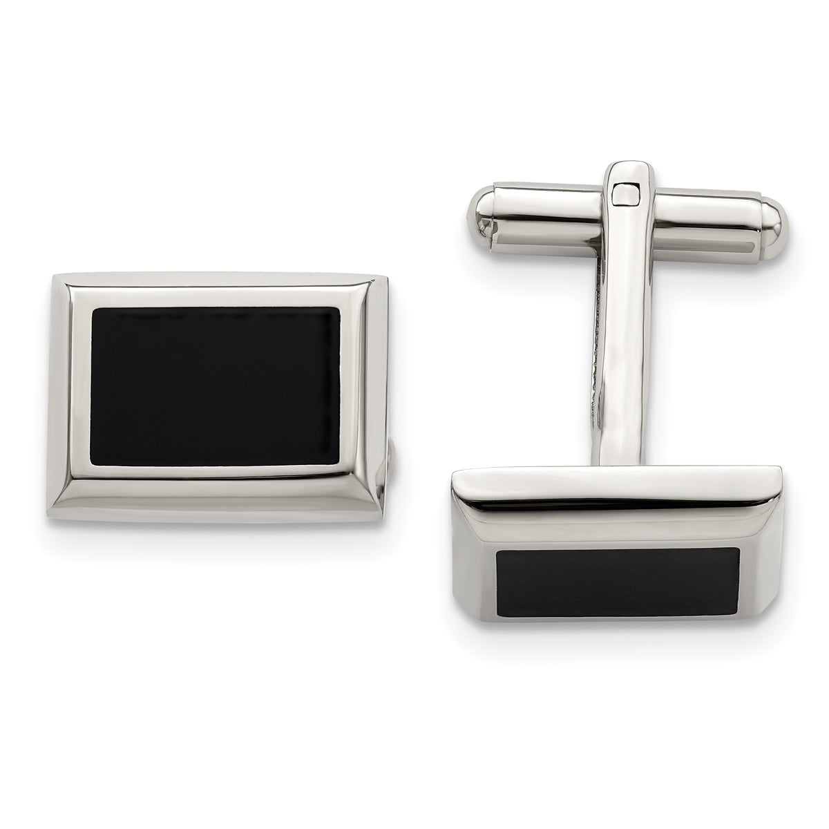 Chisel Stainless Steel Polished Black IP-plated Rectangle Cufflinks