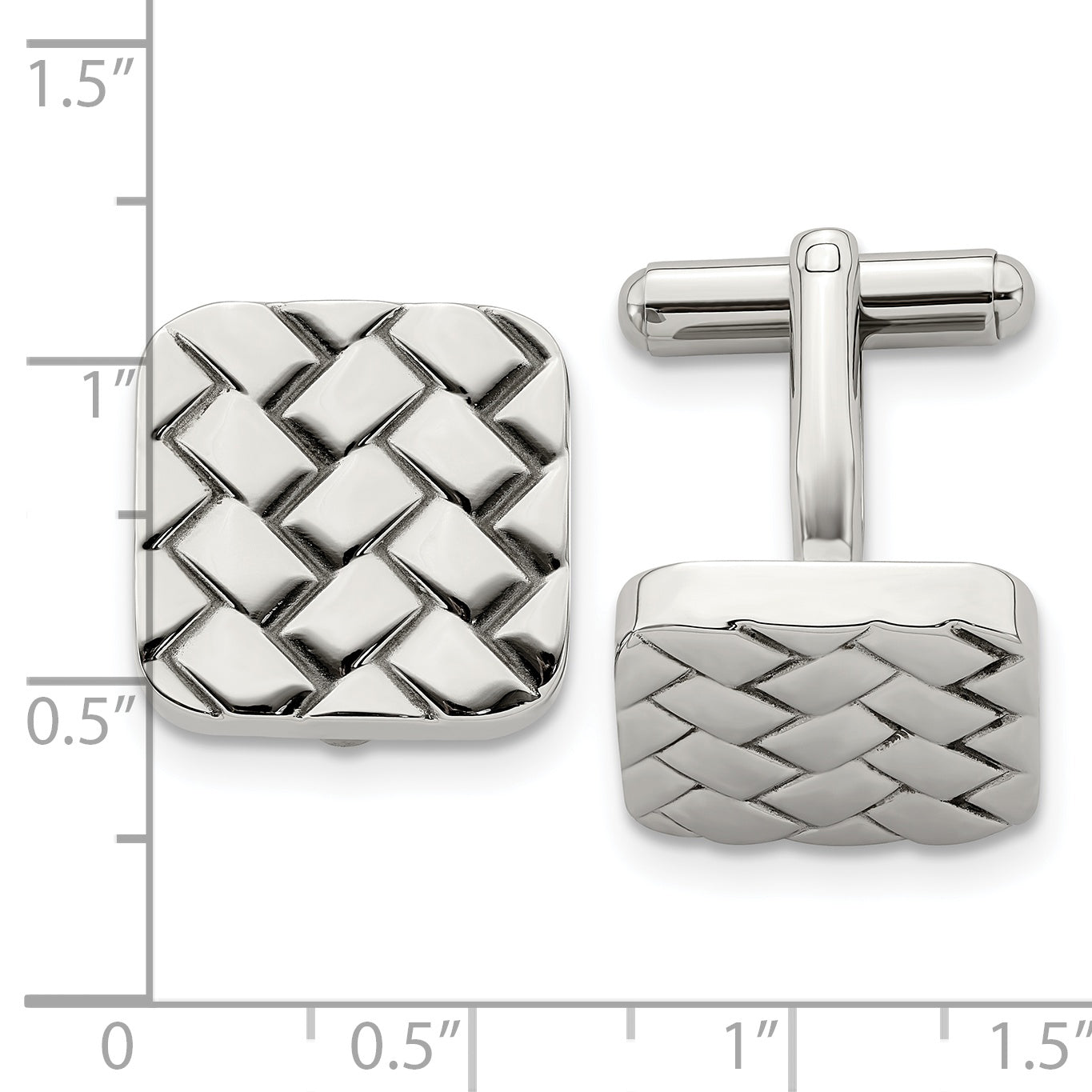 Chisel Stainless Steel Polished Weave Design Cufflinks