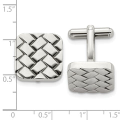 Chisel Stainless Steel Polished Weave Men's Cufflinks Gift-Ready