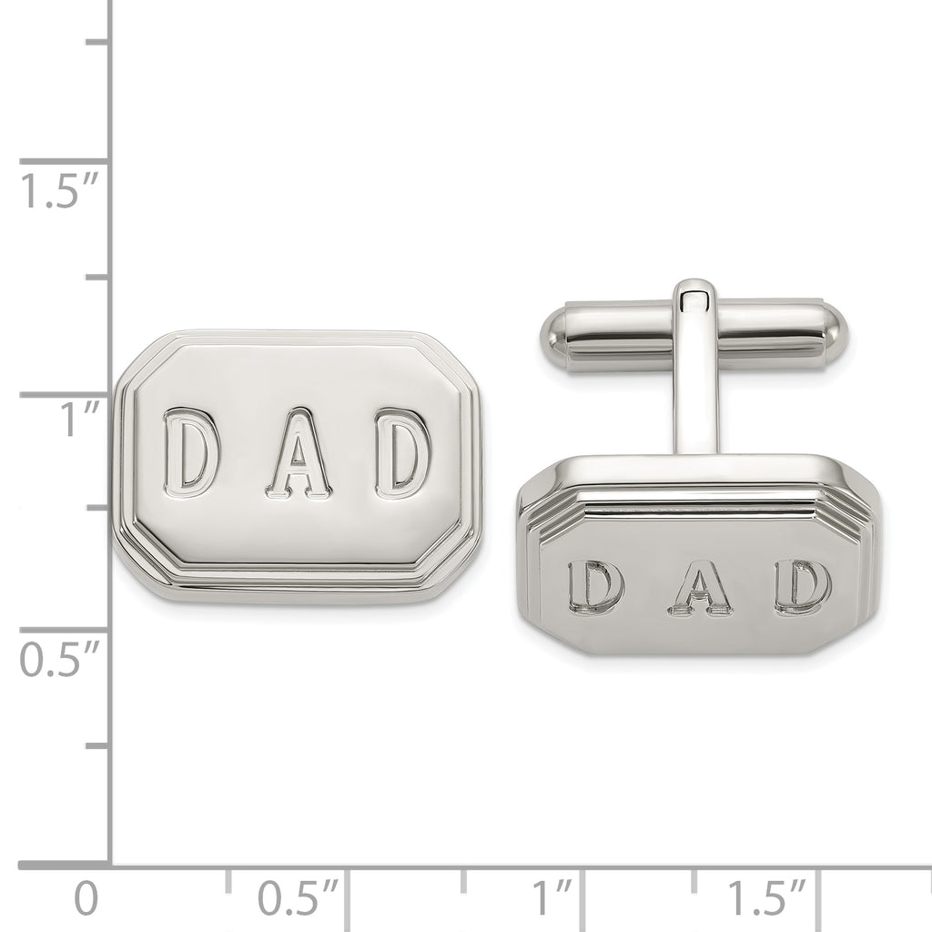 Stainless Steel Dad Cufflinks with Polished Enamel Accent Gift Ready