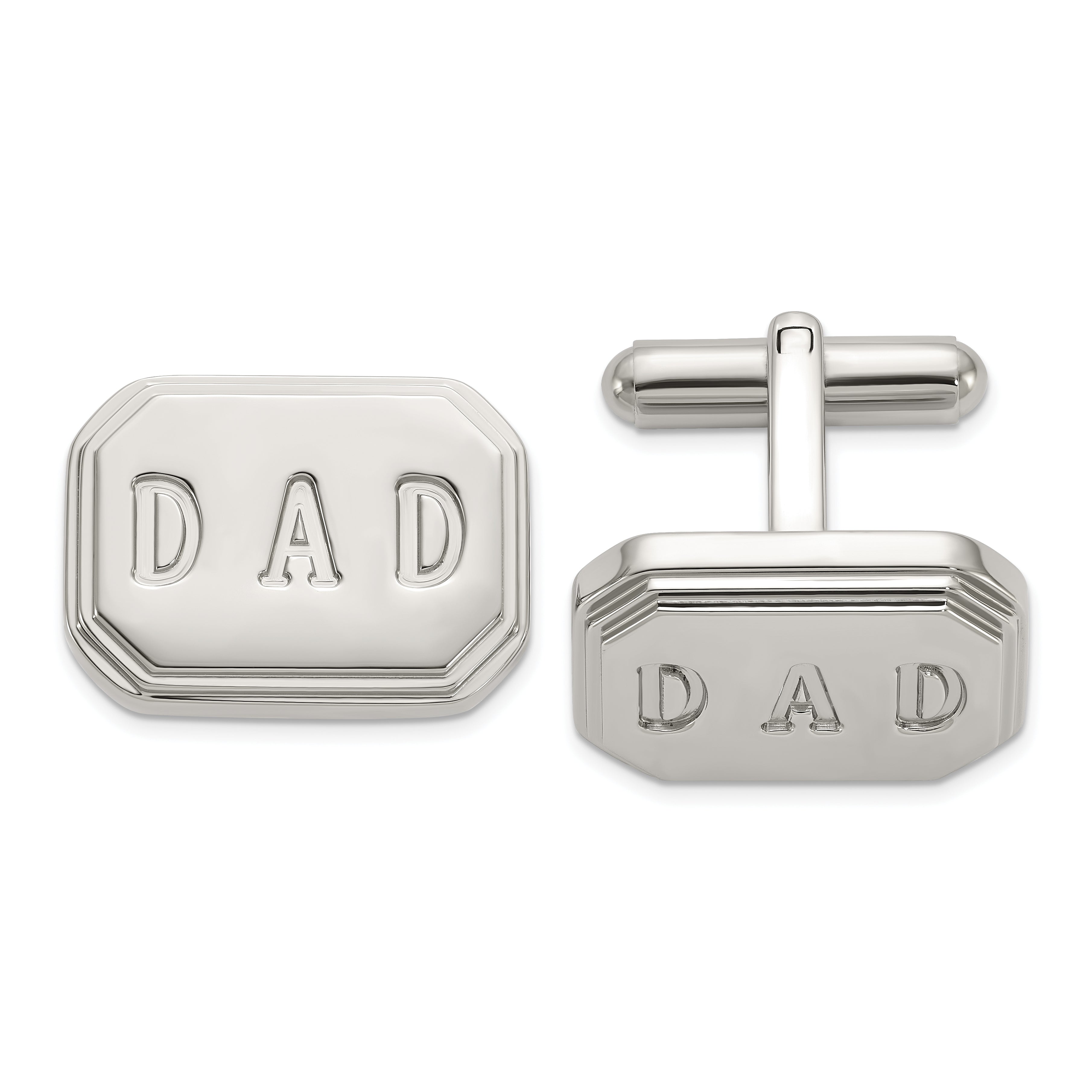 Chisel Stainless Steel Polished Enameled Dad Cufflinks