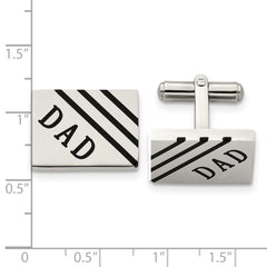 Stainless Steel Dad Cufflinks with Polished Black Enamel  Gift Ready