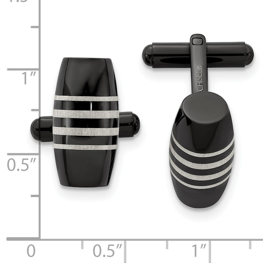 Polished Black Cufflinks in Stainless Steel