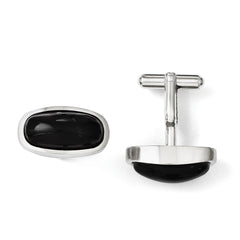 Stainless Steel Black Agate Polished Cufflinks