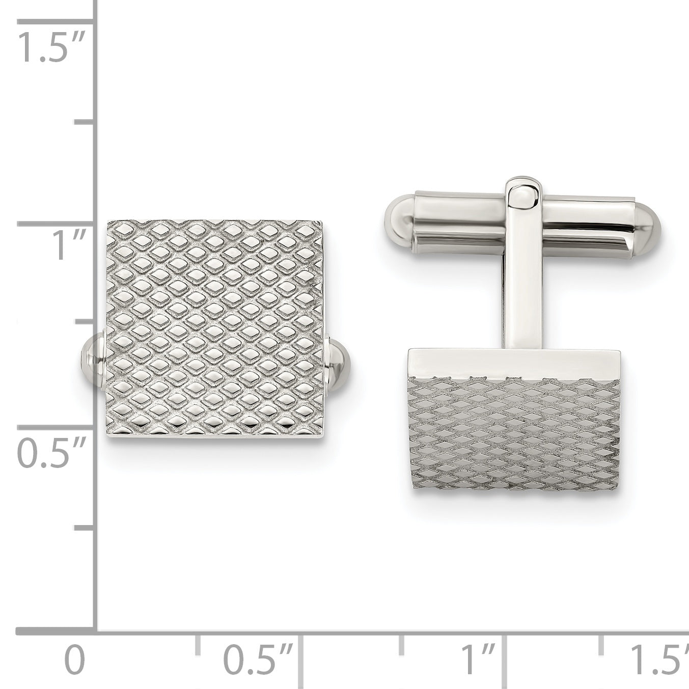 Chisel Stainless Steel Polished and Textured Cufflinks