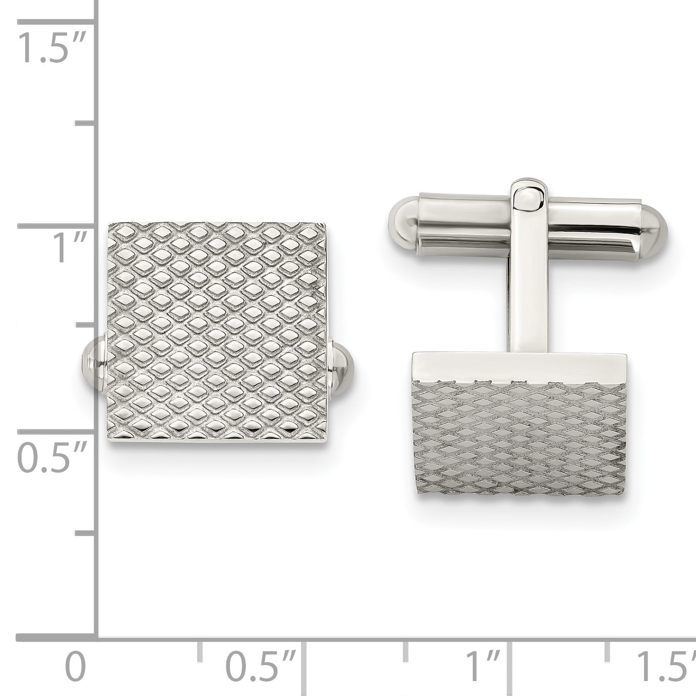 Chisel Stainless Steel Polished Men's Cufflinks with Spotted Texture Gift Ready