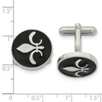 Fleur de Lis Cufflinks in Stainless Steel, Enameled