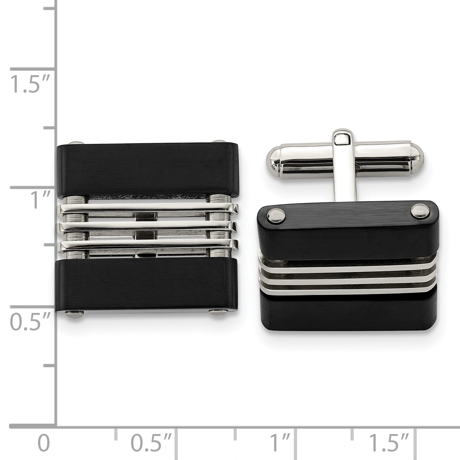 Men's Stainless Steel Cufflinks with Brushed & Polished Black IP-Finish  Timeless Elegance