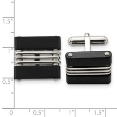 Men's Stainless Steel Cufflinks with Brushed & Polished Black IP-Finish  Timeless Elegance