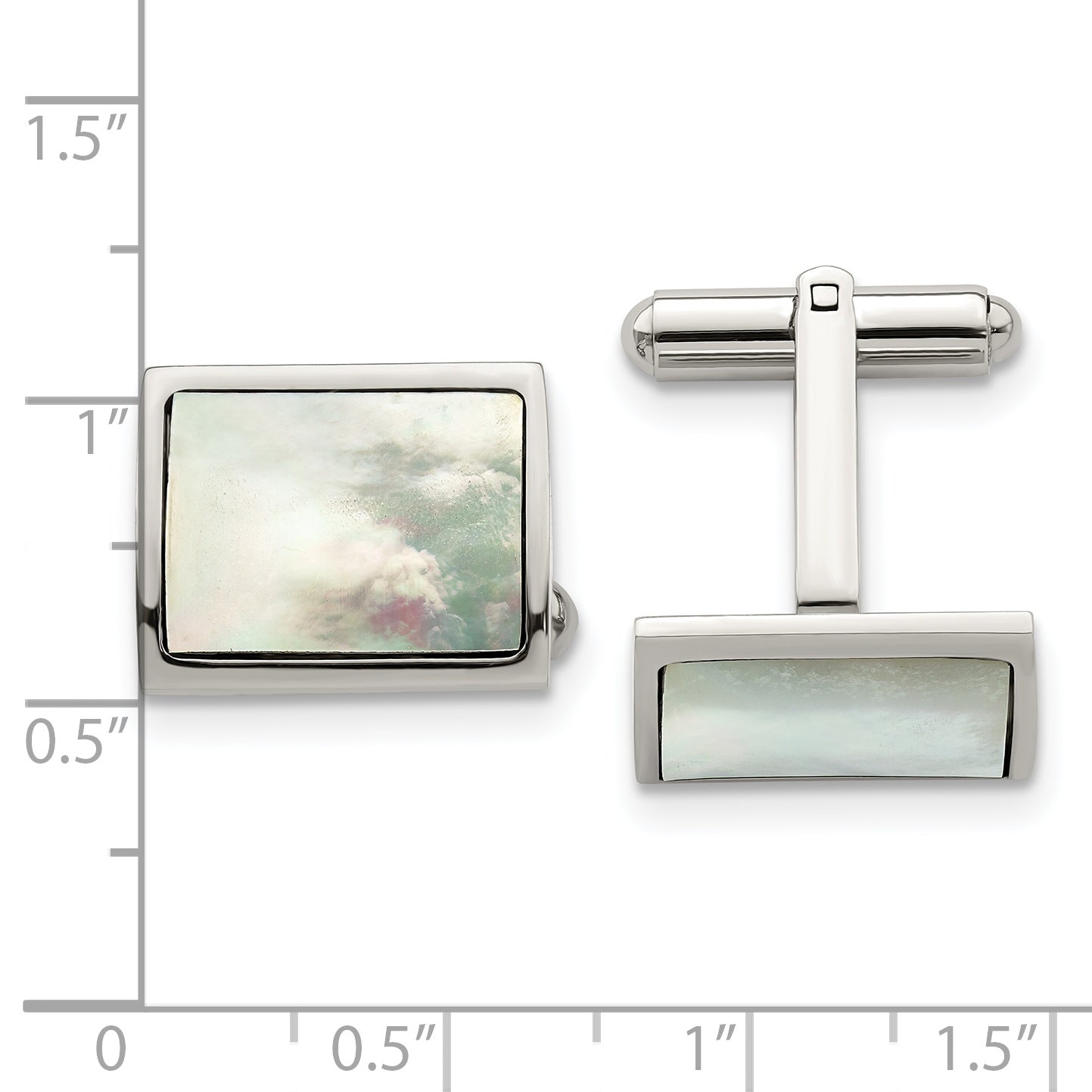 Chisel Stainless Steel Polished Mother Of Pearl Cufflinks