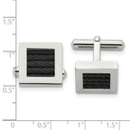 Chisel Men's Polished Stainless Steel Black IP-Plated Square Cufflinks Gift-Ready