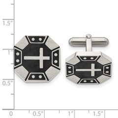 Chisel Stainless Steel Brushed Black IP-plated Cross Cufflinks