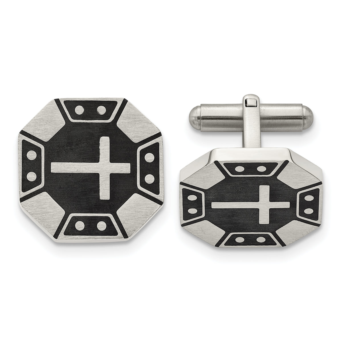 Chisel Stainless Steel Brushed Black IP-plated Cross Cufflinks