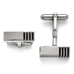 Stainless Steel Polished Antiqued Inlay Cufflinks