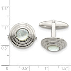 Stainless Steel Mother of Pearl Cufflinks with Polished Finish Elegant Accessory