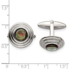Stainless Steel Cufflinks with Polished Black Mother of Pearl  Gift Ready