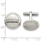 Polished Circle Cufflinks in Stainless Steel with CZ