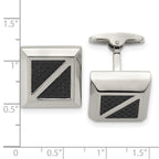 Carbon Fiber Inlay Square Cufflinks in Stainless Steel