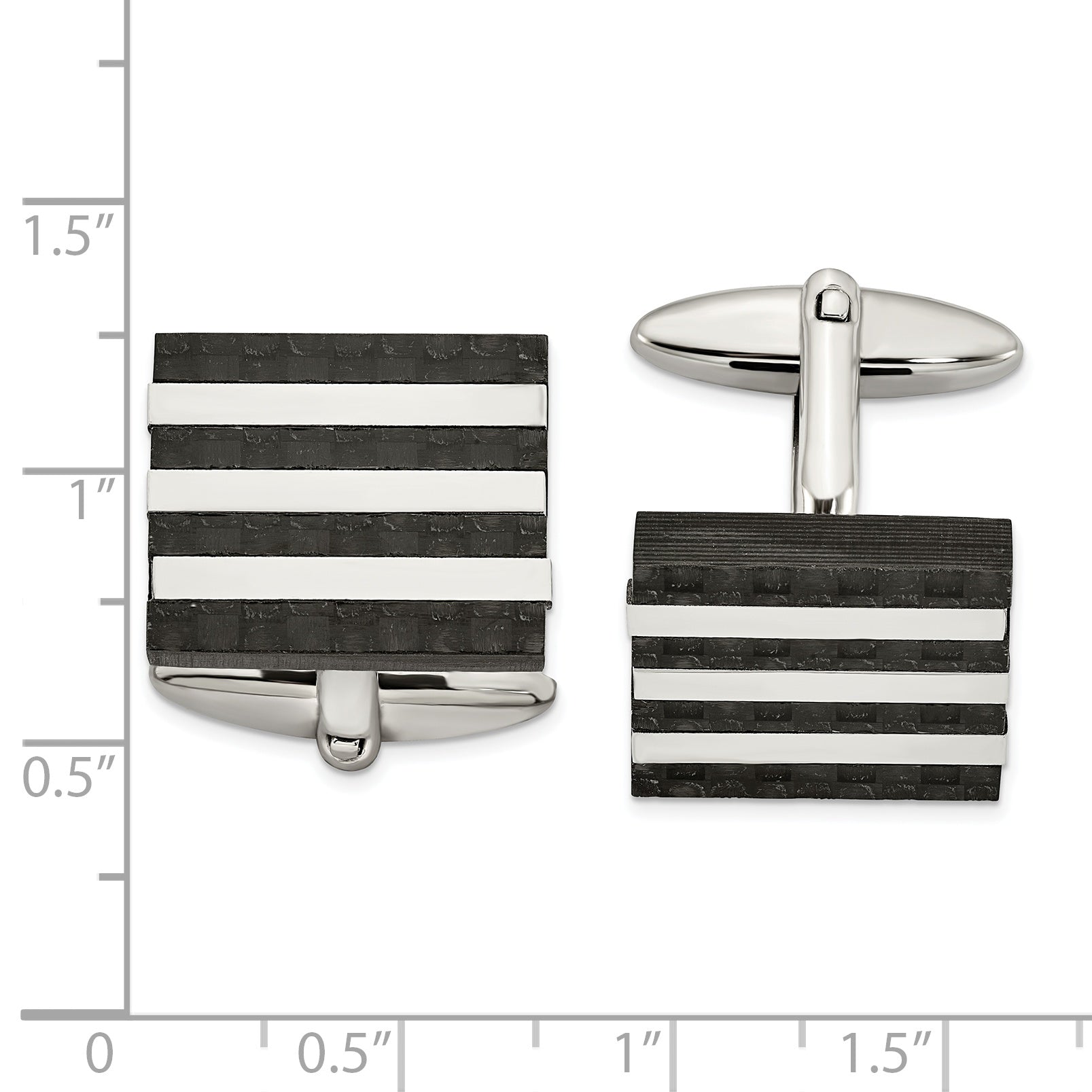 Stainless Steel Carbon Fiber Cufflinks with Polished & Brushed Finish