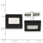 Carbon Fiber Square Cufflinks in Stainless Steel