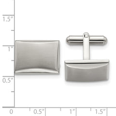 Stainless Steel Rectangle Cufflinks with Polished & Brushed Engravable Finish