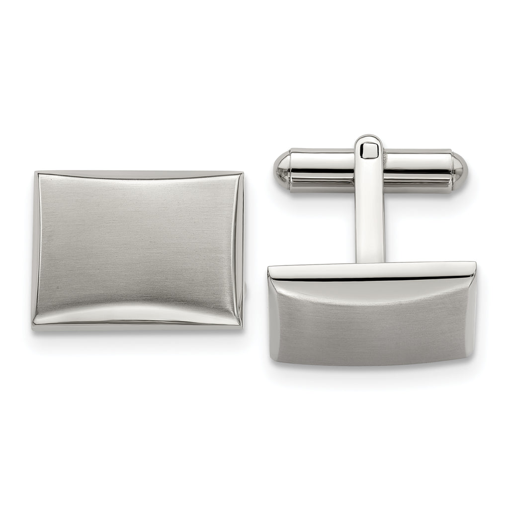 Chisel Stainless Steel Brushed and Polished Rectangle Cufflinks