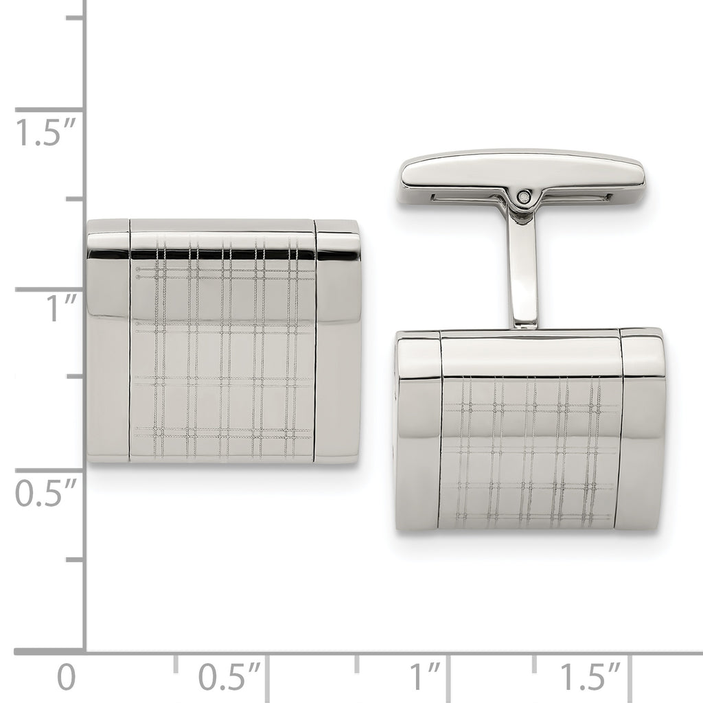 Laser-Design Square Cufflinks in Stainless Steel