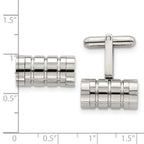 Polished Grooved Cylinder Cufflinks in Stainless Steel