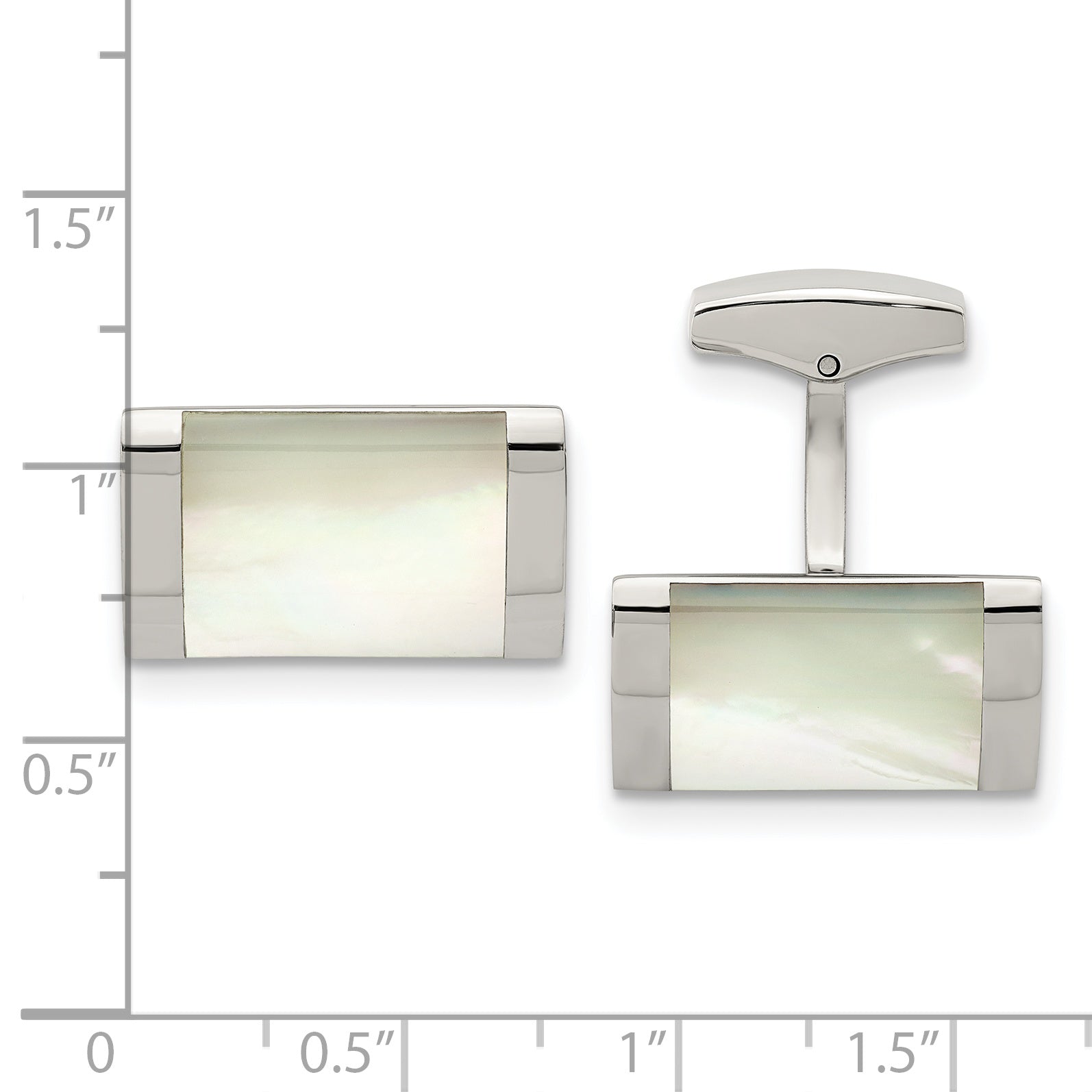 Chisel Stainless Steel Polished Mother of Pearl Rectangle Cufflinks