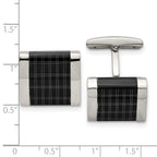 Black IP-Plated Laser Design Square Cufflinks in Stainless Steel