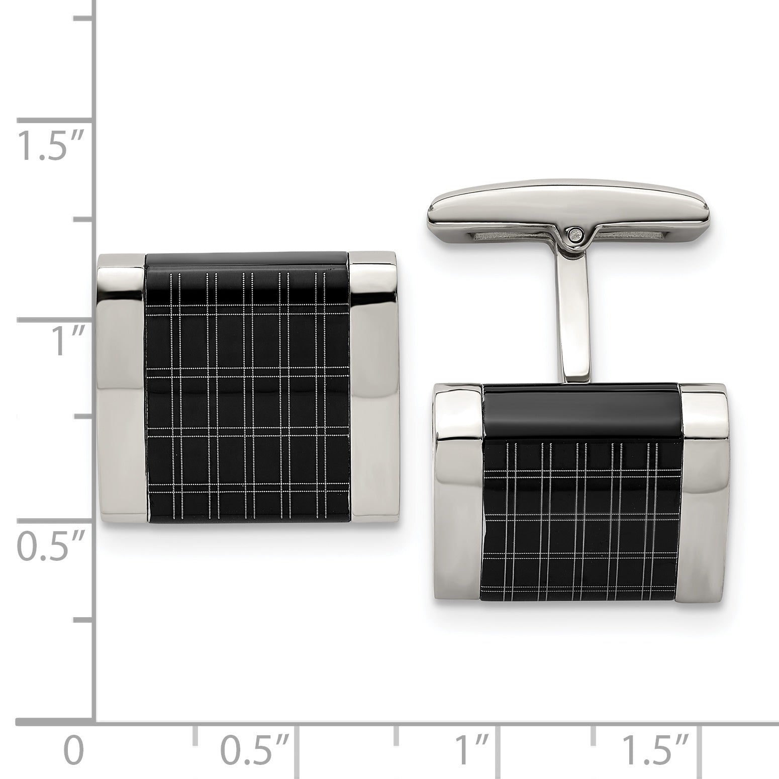 Black IP-Plated Laser Design Square Cufflinks in Stainless Steel
