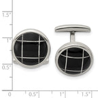 Polished Black Circle Cufflinks in Stainless Steel