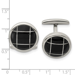 Stainless Steel Polished Black IP-plated Circle Cufflinks
