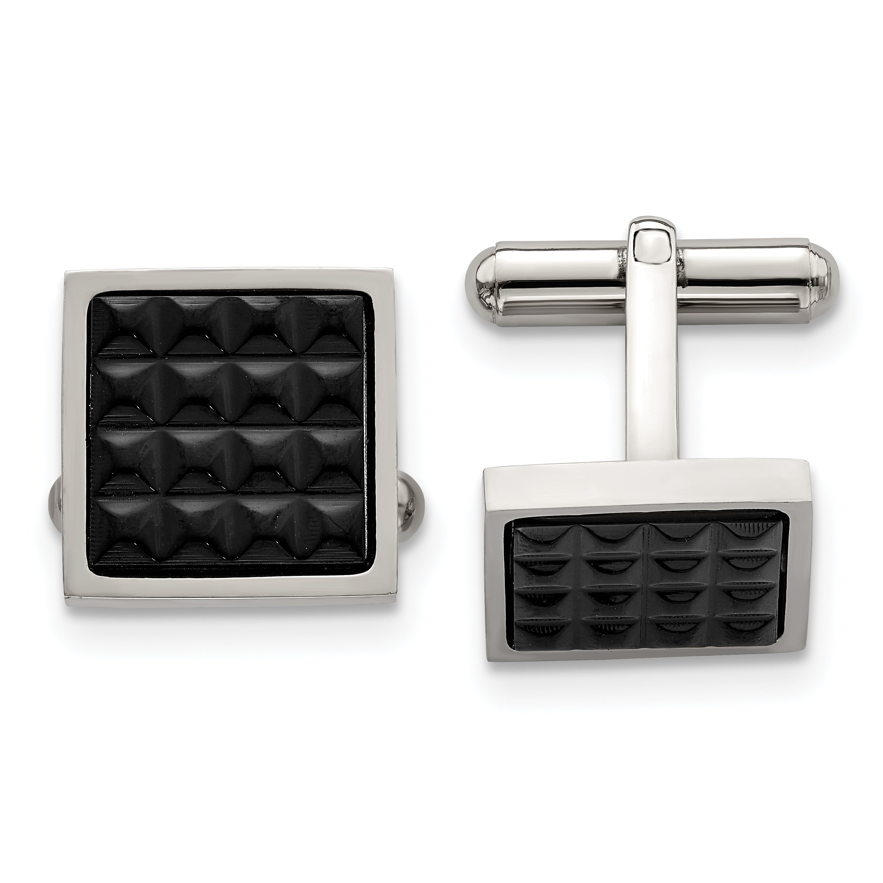 Stainless Steel Polished Black IP-plated Studded Cufflinks Main image