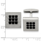 Square Cufflinks in Stainless Steel with Black Rubber
