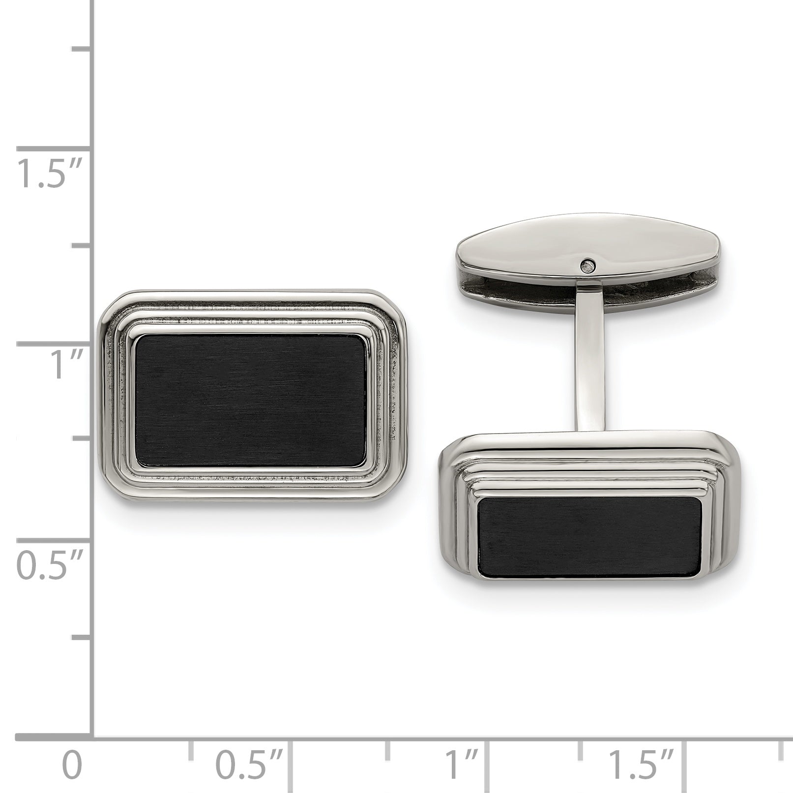 **Stainless Steel Men's Cufflinks with Brushed & Polished Black IP Finish  Modern & Durable Design**
