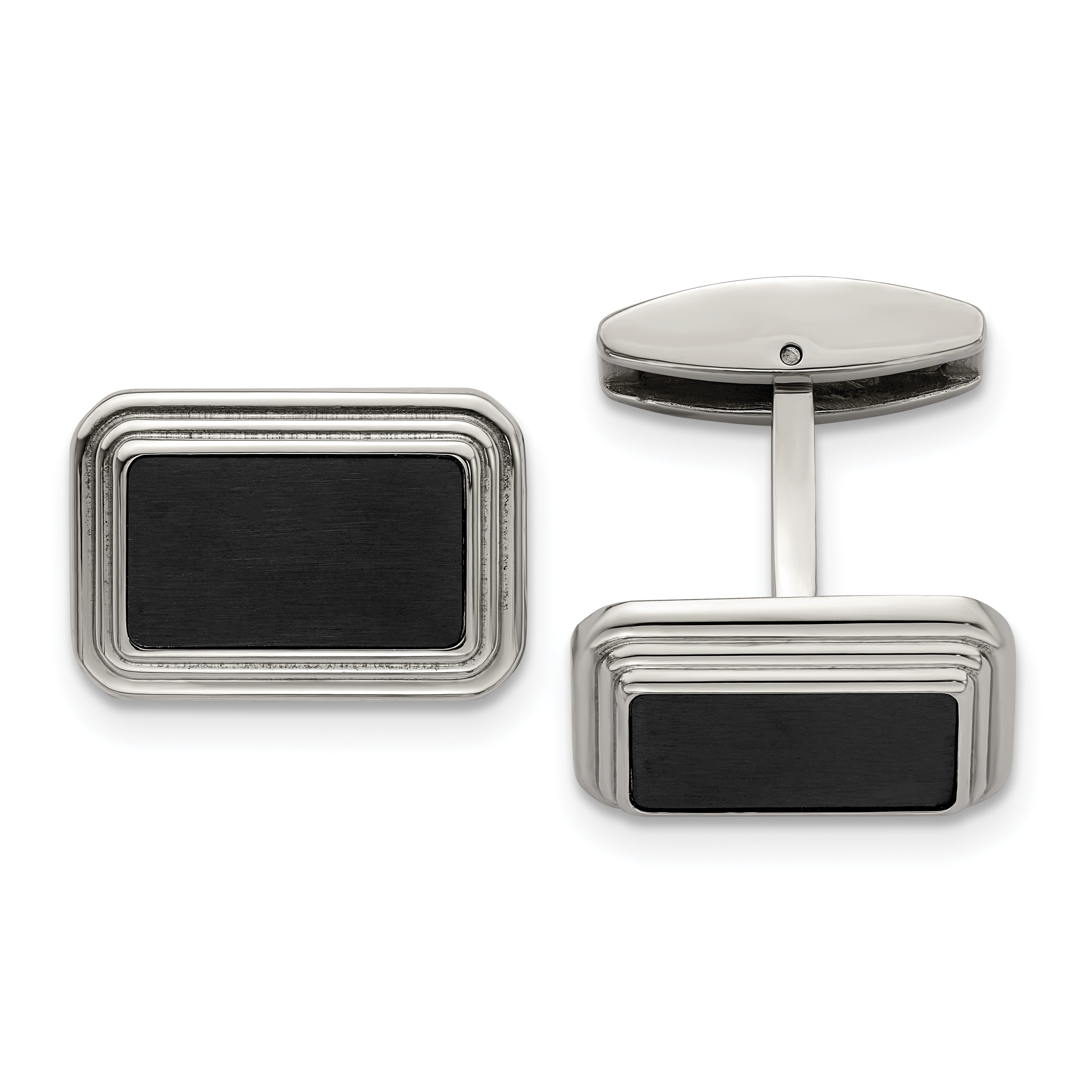Stainless Steel Brushed and Polished Black IP-plated Cufflinks
