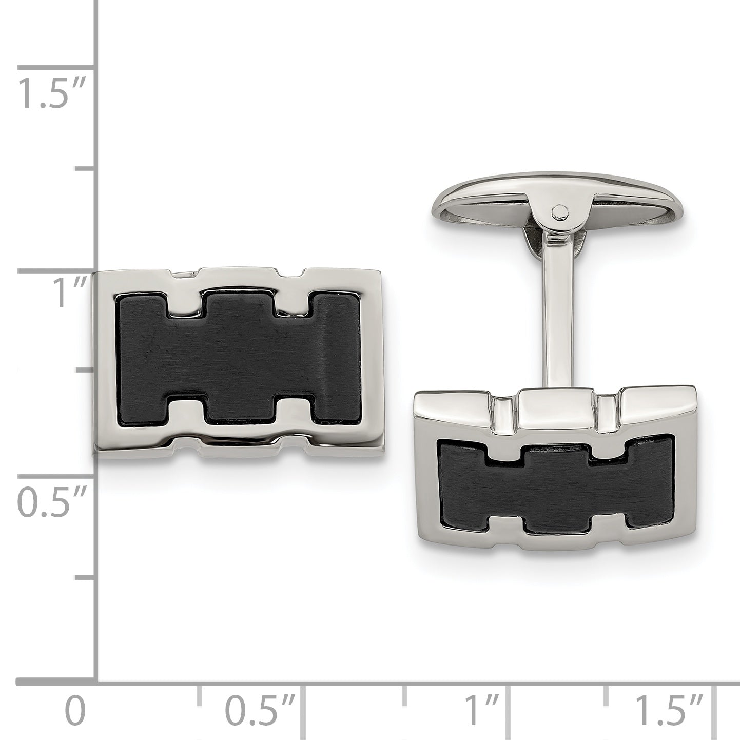 Brushed & Polished Cufflinks in Black IP-Plated Stainless Steel
