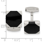 Black Rubber Square Cufflinks in Stainless Steel