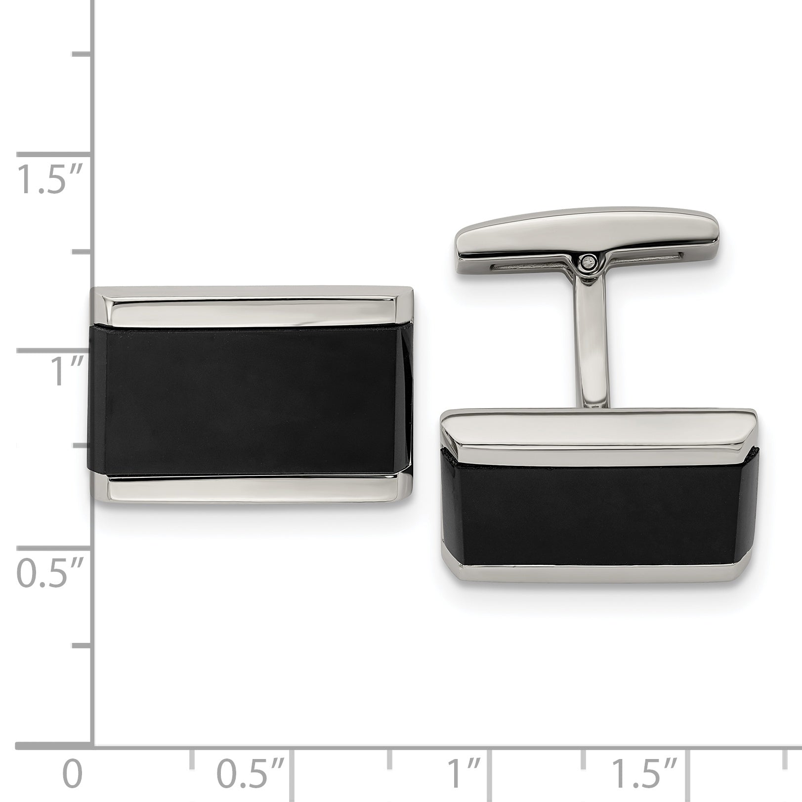 Chisel Stainless Steel Polished Black Onyx Rectangle Cufflinks