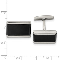 Chisel Stainless Steel Polished Black Onyx Rectangle Cufflinks