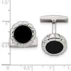 Scalloped Edge Cufflinks in Black IP Stainless Steel