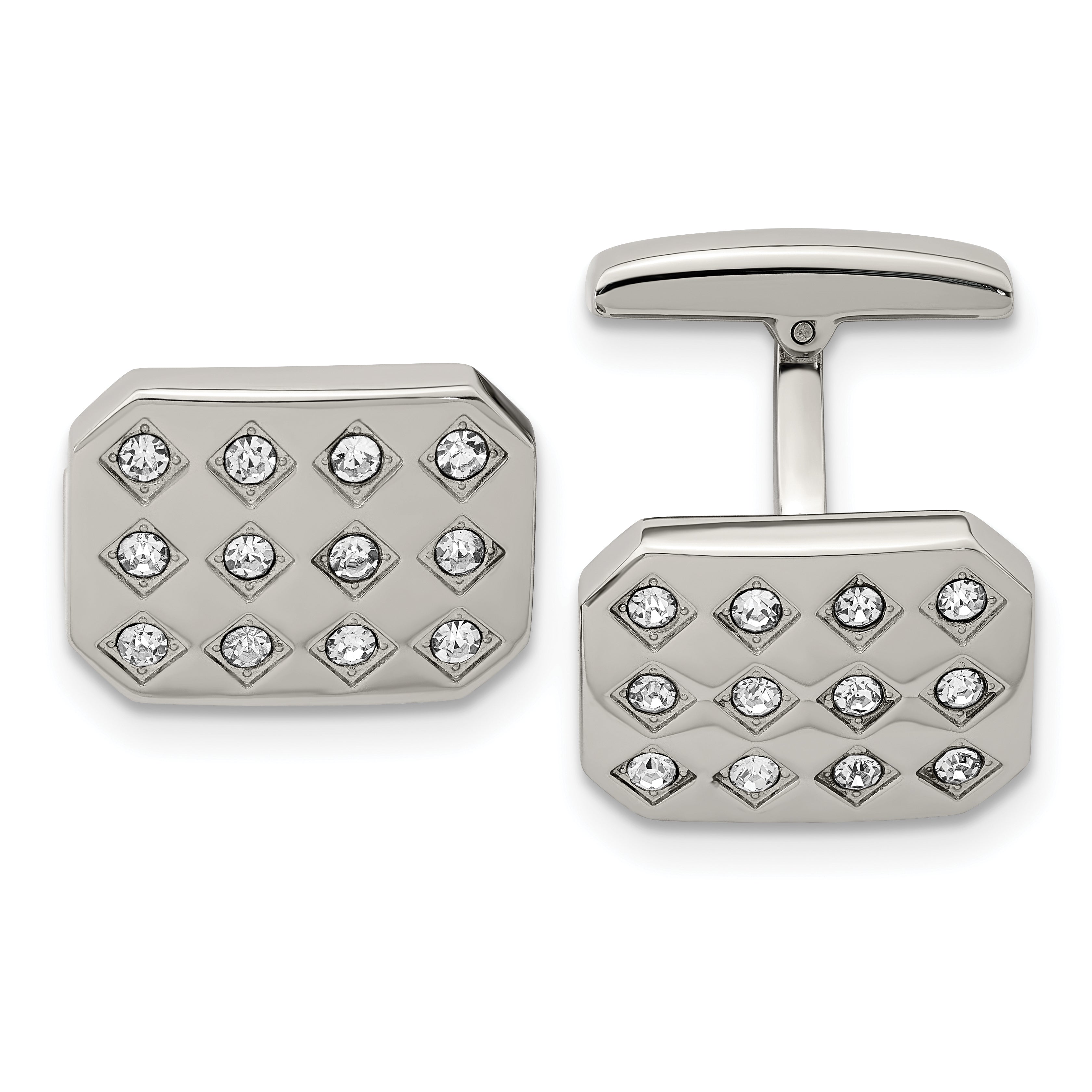 Chisel Stainless Steel Polished CZ Cufflinks Main image