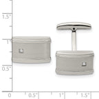 Stainless Steel MenÃƒÆ’Ã†â€™Ãƒâ€šÃ‚Â¢ÃƒÆ’Ã‚Â¢Ãƒâ€šÃ¢â‚¬Å¡Ãƒâ€šÃ‚Â¬ÃƒÆ’Ã‚Â¢Ãƒâ€šÃ¢â‚¬Å¾Ãƒâ€šÃ‚Â¢s Cufflinks with CZ Stone Polished & Brushed Finish Engravable Gift Ready