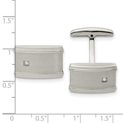 Chisel Stainless Steel Brushed and Polished CZ Cufflinks